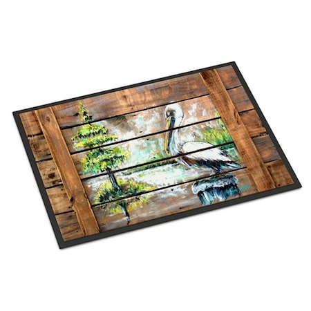 Carolines Treasures Summer by the Lake White Pelican Indoor or Outdoor Mat, 24 x 36 in. MW1215JMAT